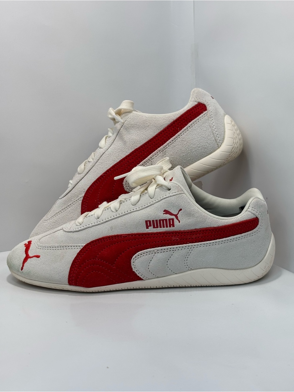PUMA Speedcat OG Women's Size 7.5 Vapor Grey/Red Accents Casual Lifestyle 400986